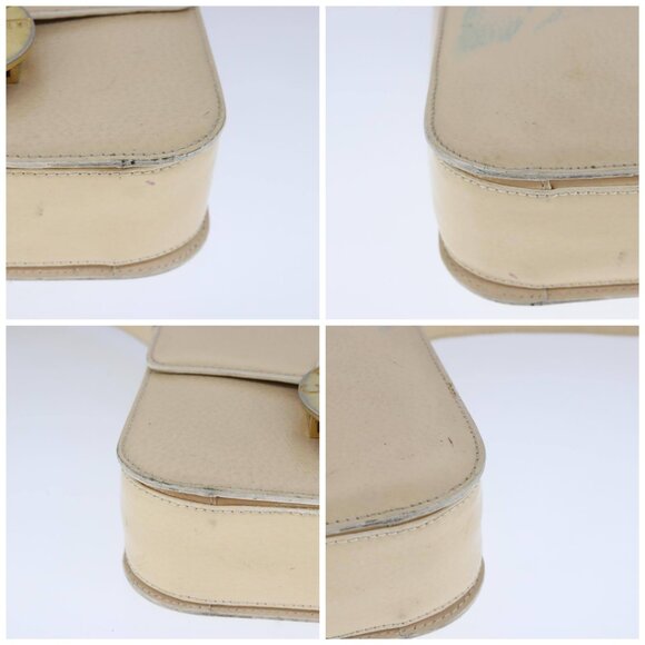 CELINE Circle Shoulder Bag Leather Beige Gold Auth 102742 - Picture 15 of 15